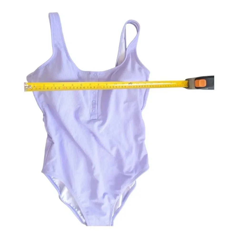 Sports Illustrated Textured One Piece Swimsuit L Light Blue NWT MSRP $120 Summer